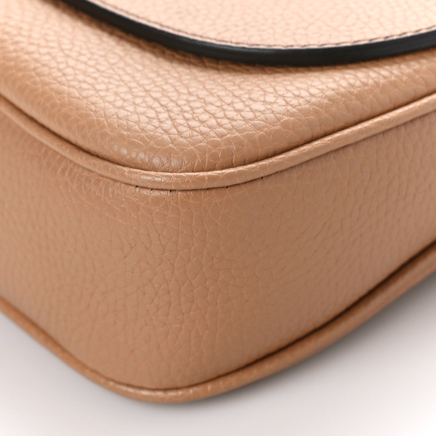 Pebbled Calfskin Medium Soho Flap Crossbody Camelia