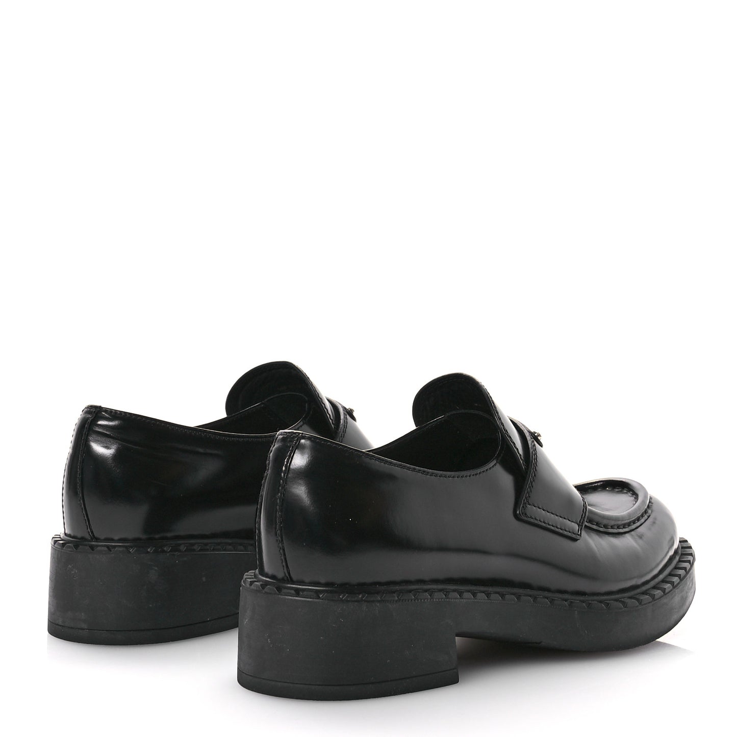 Spazzolato Metal Triangle Logo 50mm Loafers 38 Black