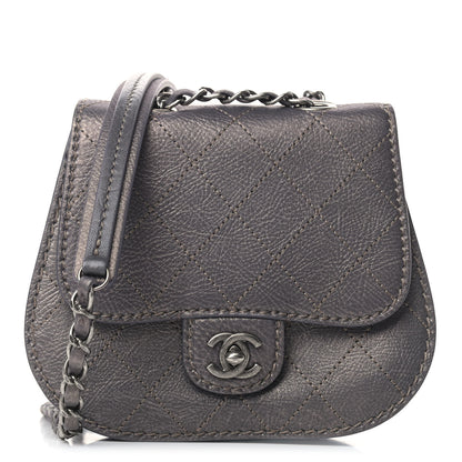 Chanel Metallic Calfskin Small Coco Twin Flap Dark Grey 1 of 8