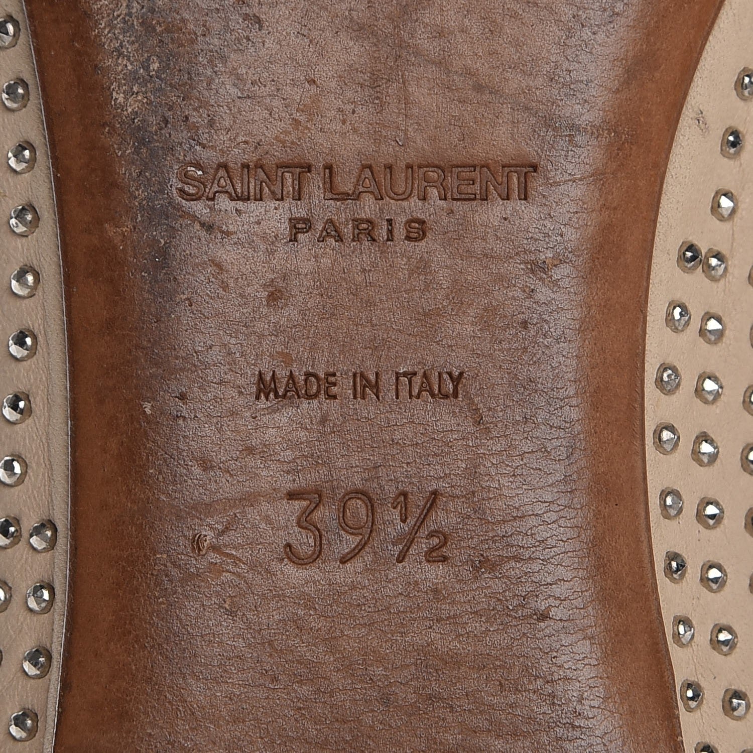 Saint Laurent Nappa Studded Dance 05 Ballet Flats 39.5 Beige 8 of 10