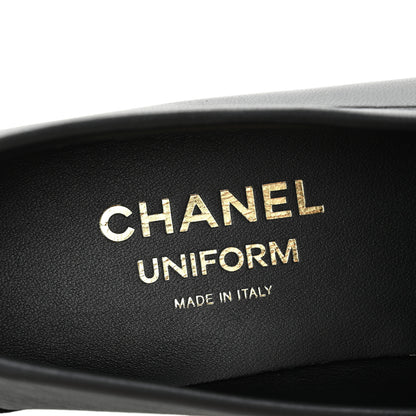 Chanel Calfskin Womens Stitched CC Loafers 37 Black 8 of 9