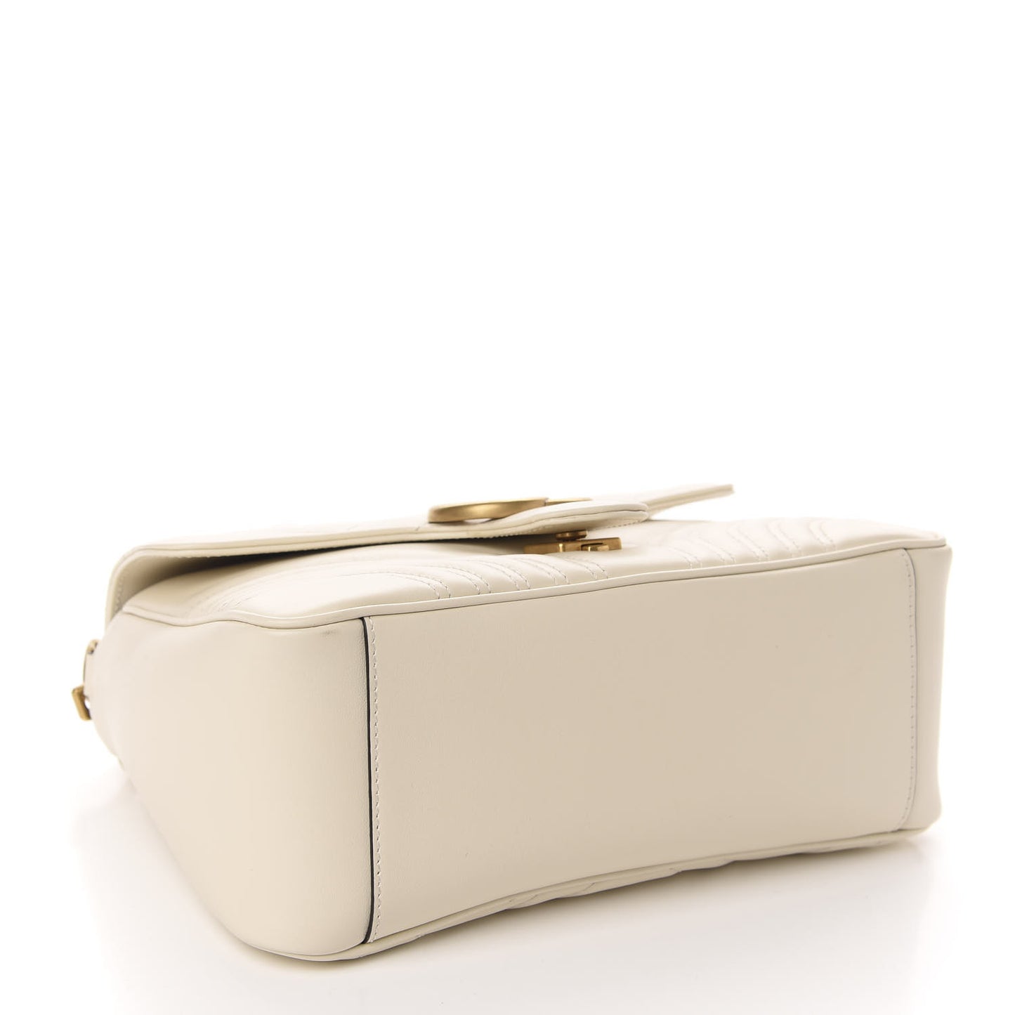 Calfskin Matelasse Small GG Marmont Top Handle Shoulder Bag White