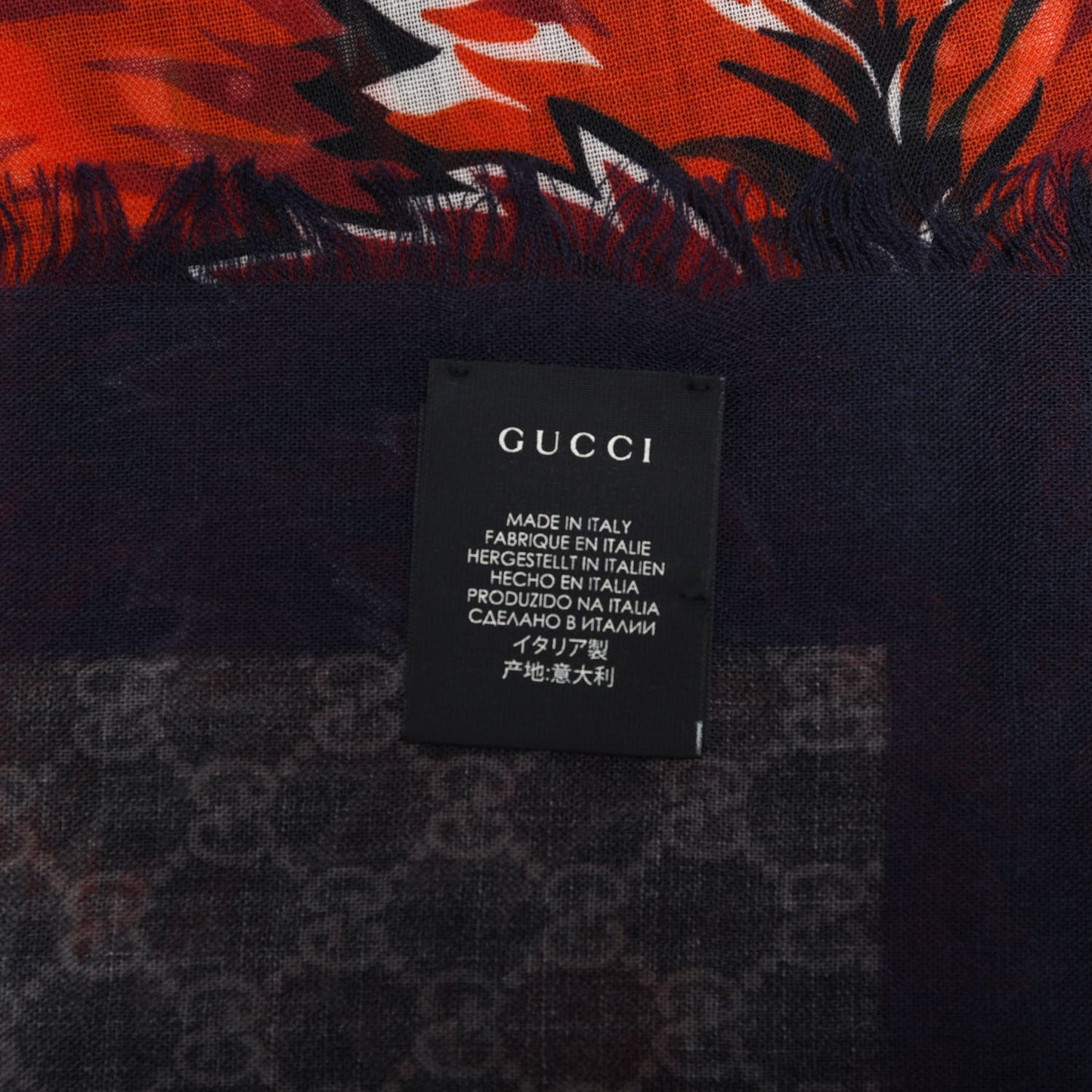 Wool Monogram Wolf Web Scarf Blue Red