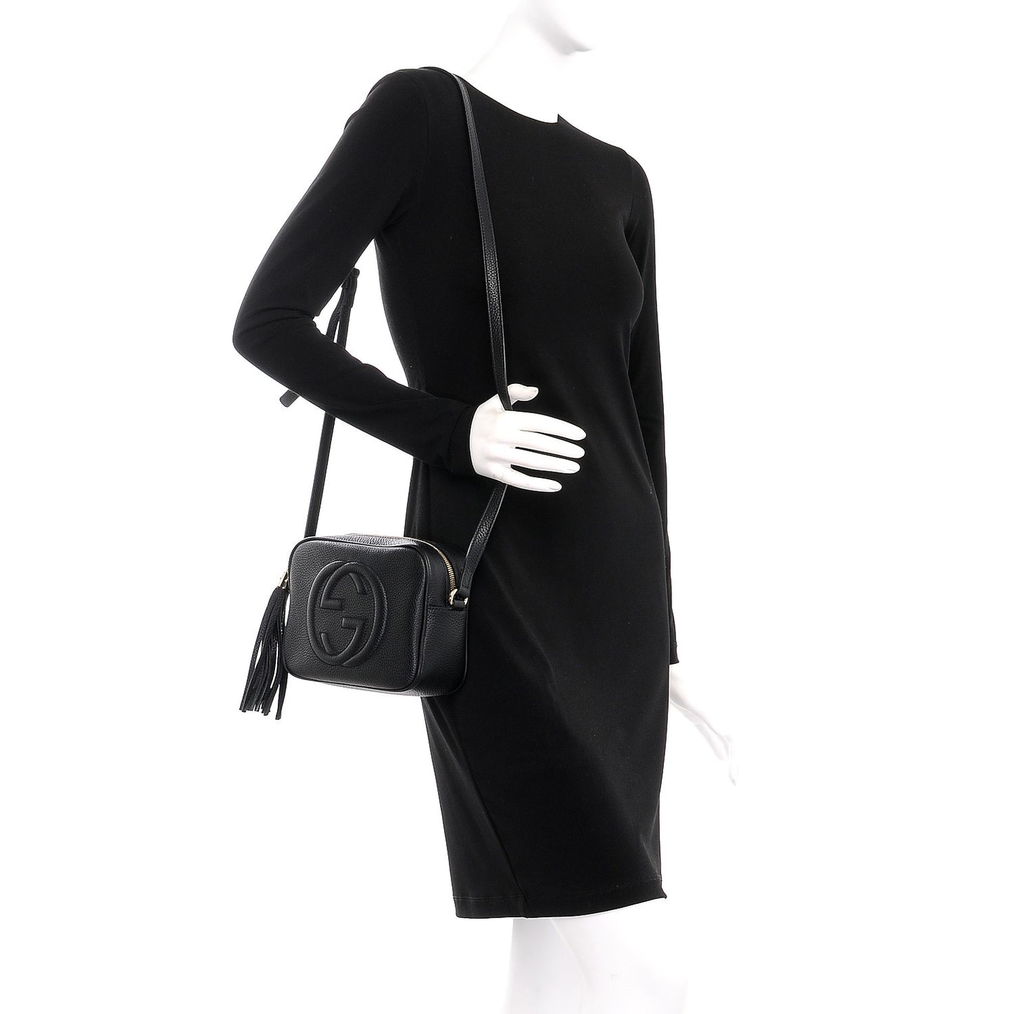 Pebbled Calfskin Small Soho Disco Bag Black