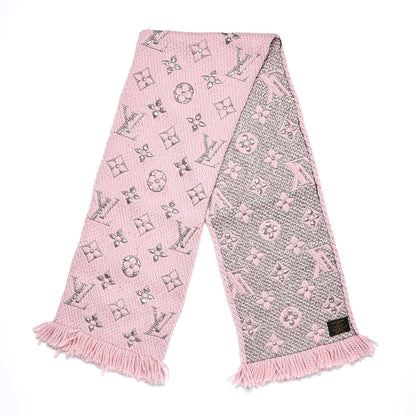 Louis Vuitton Wool Silk Logomania Shine Scarf Pink 3 of 4