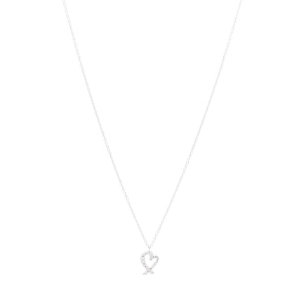 Tiffany 18K White Gold Diamond Mini Paloma Picasso Loving Heart Pendant Necklace 1 of 5