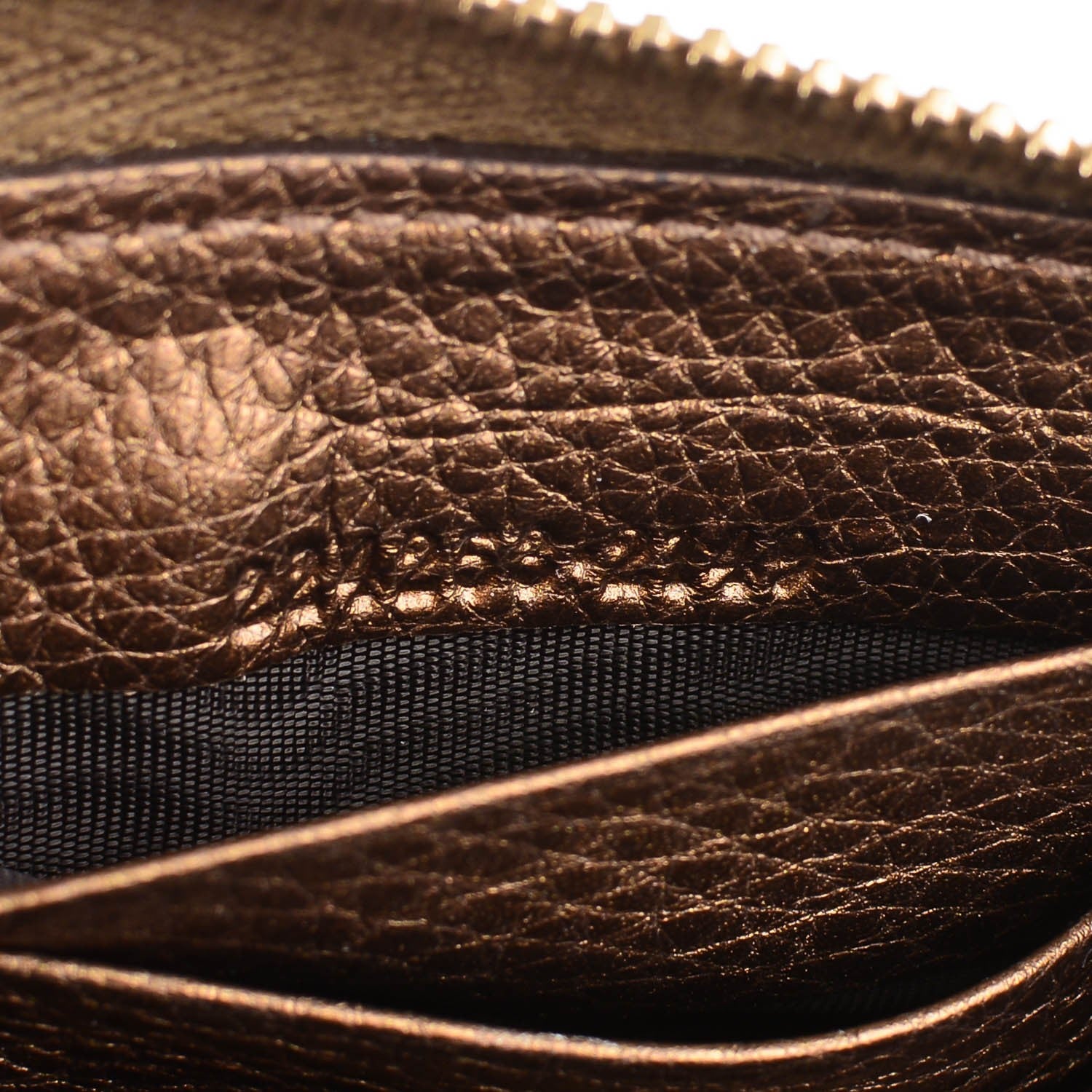Gucci Metallic Calfskin Bamboo Tassel Zip Around Wallet Bronze 6 of 7