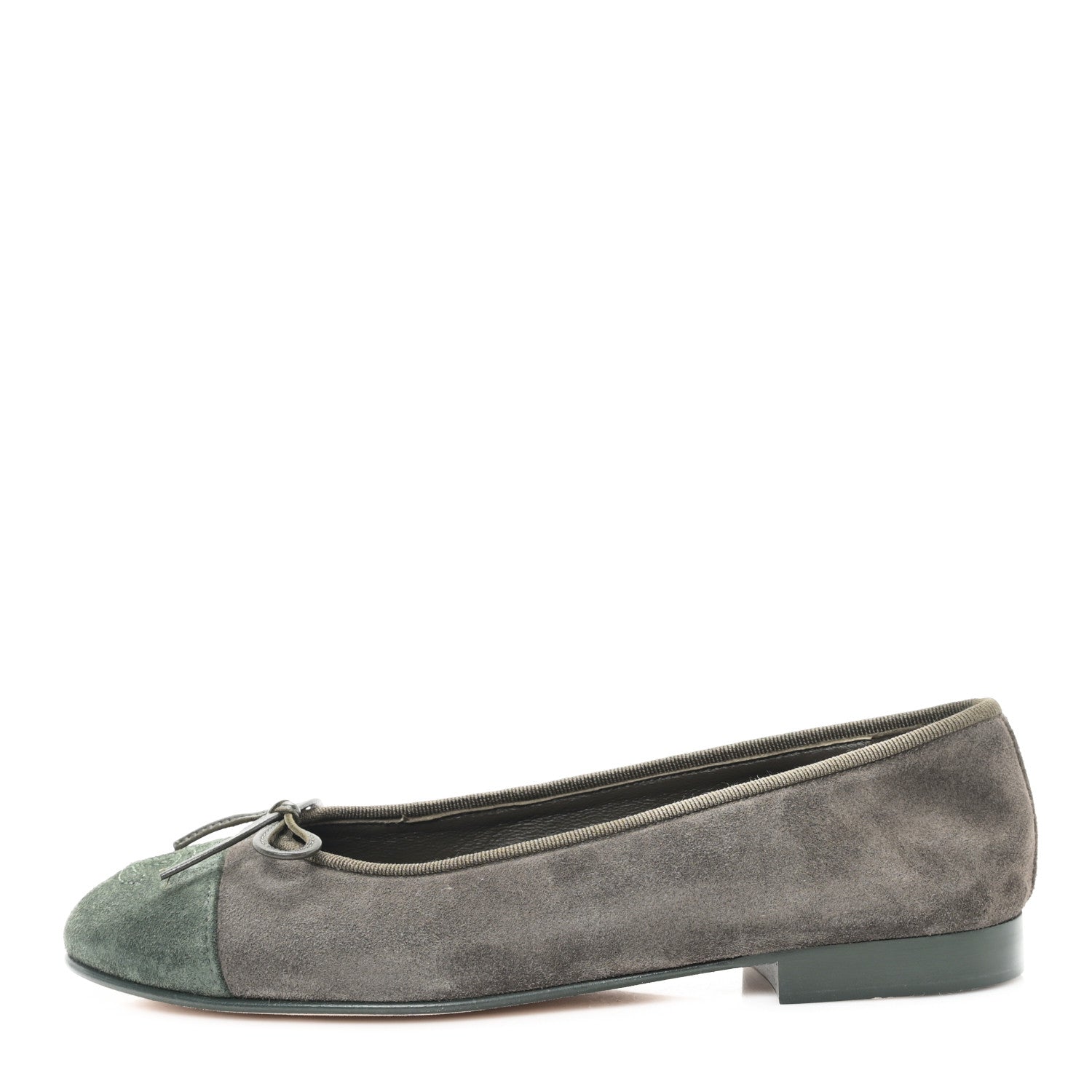 Chanel Suede Cap Toe CC Ballerina Flats 36.5 Grey Green 1 of 9