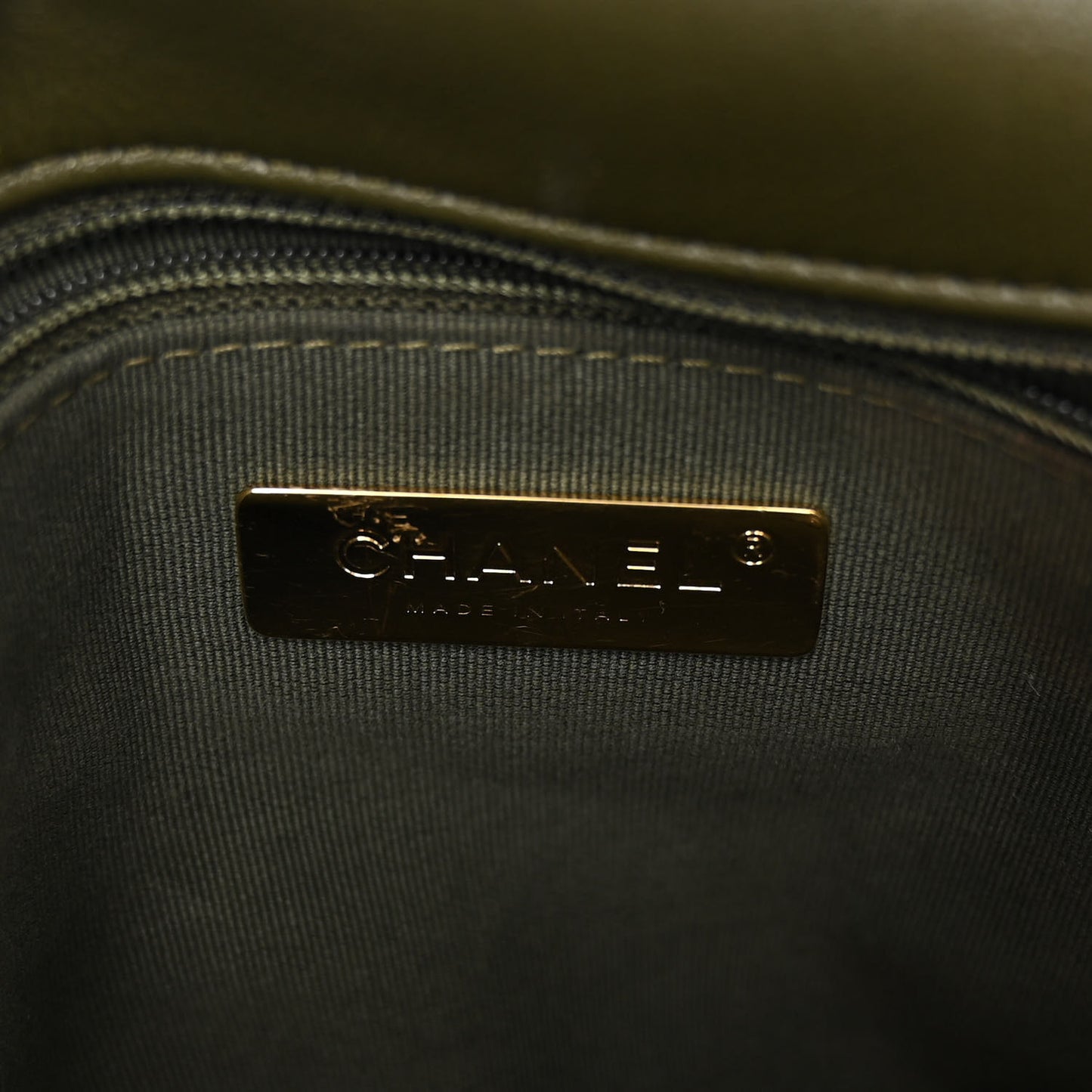 Lambskin Quilted Medium Chanel 19 Flap Khaki
