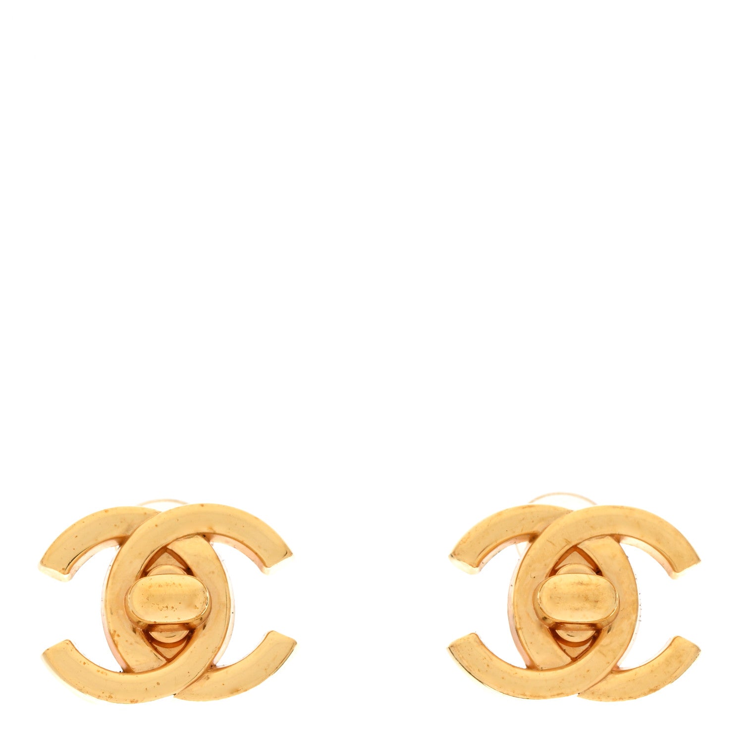 Chanel Metal CC Turnlock Clip On Earrings Gold 1 of 4