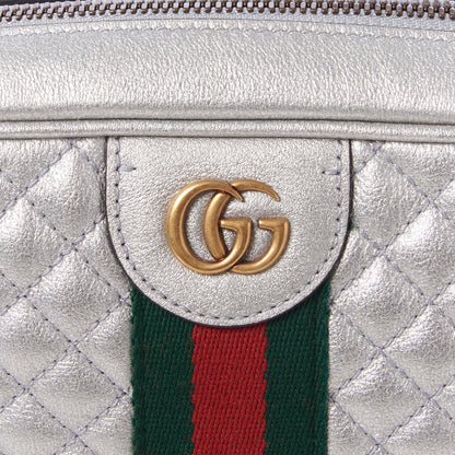 Gucci Laminated Nappa Web Trapuntata Small GG Shoulder Bag Argento 6 of 9