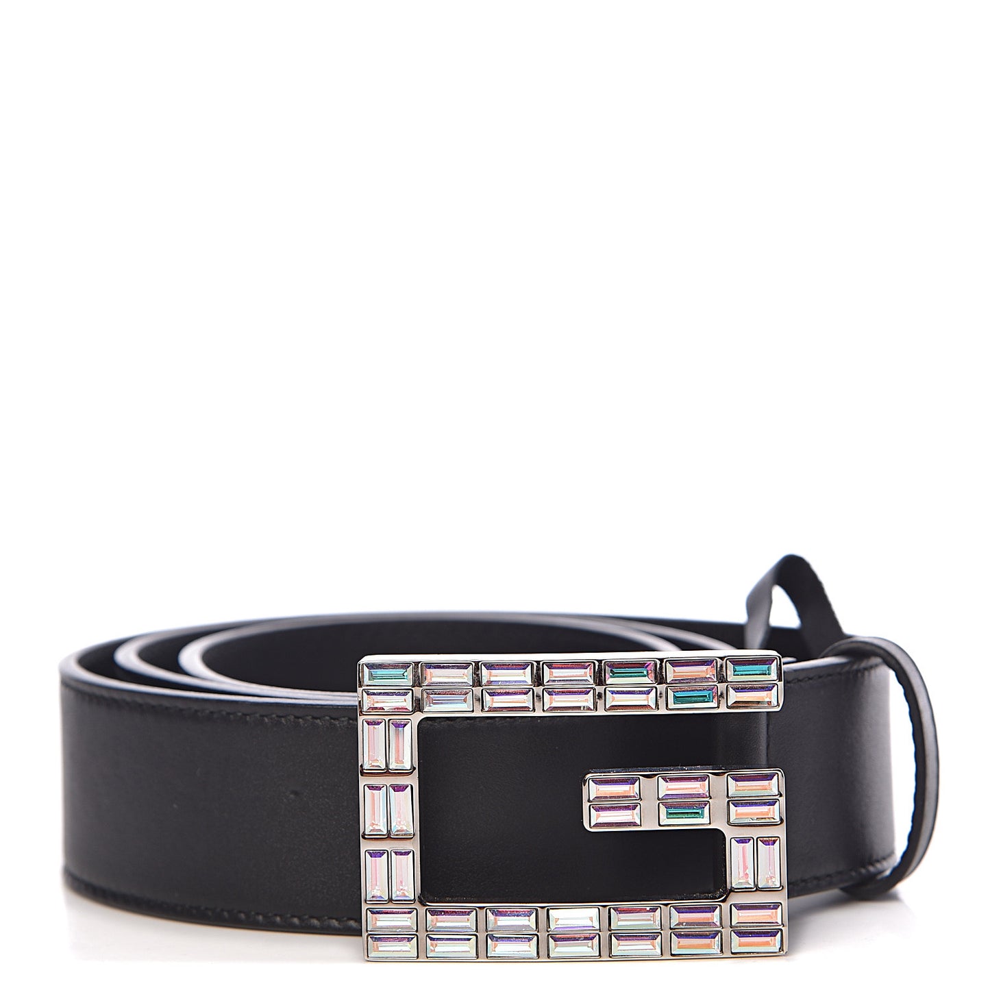 Calfskin Crystal Square G Madelyn Belt 85 34 Black