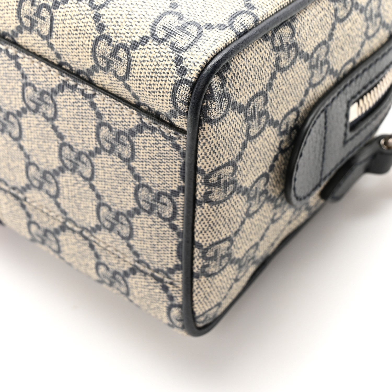 Gucci GG Supreme Monogram Textured Dollar Calfskin Web Mini Ophidia Top Handle Bag Beige Blue 9 of 10
