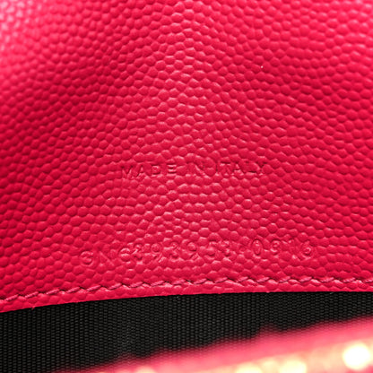 Saint Laurent Grain De Poudre Matelasse Chevron Monogram Envelope Chain Wallet Bubblegum 7 of 15