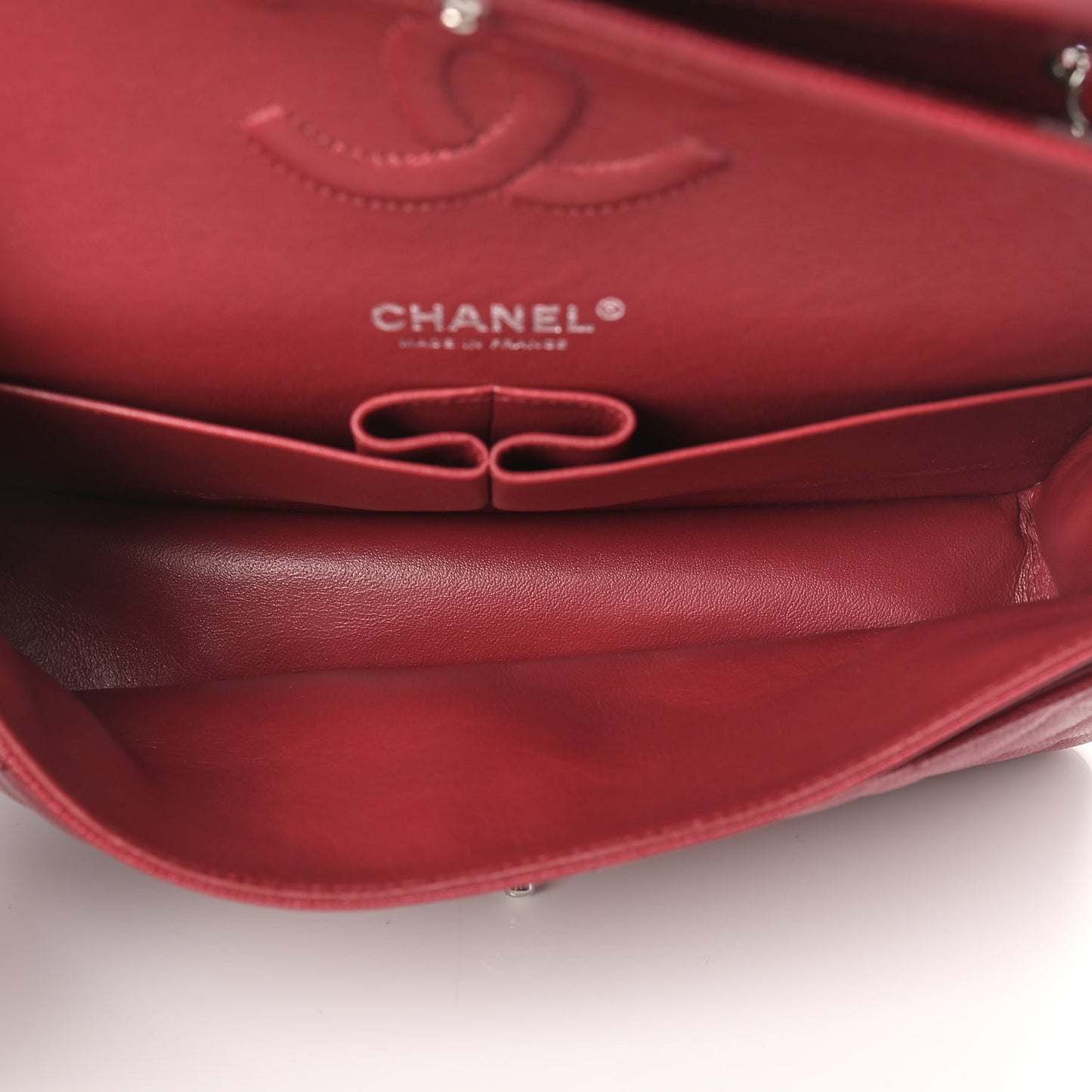 Caviar Quilted Medium Double Flap Dark Red