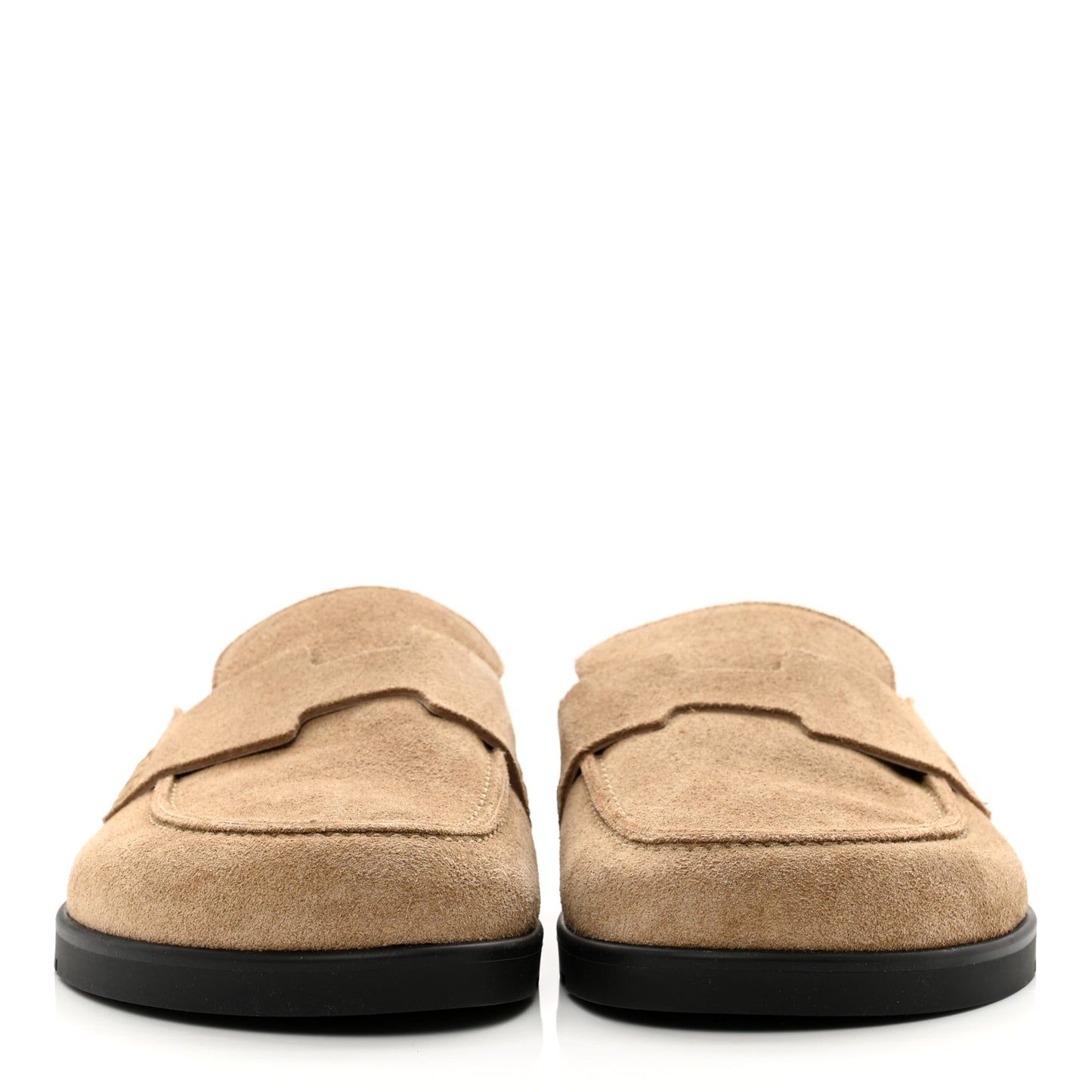 Suede Calfskin Mens Go Mules 36 Beige Argile