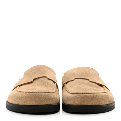 Hermes Suede Calfskin Mens Go Mules 36 Beige Argile 2 of 8