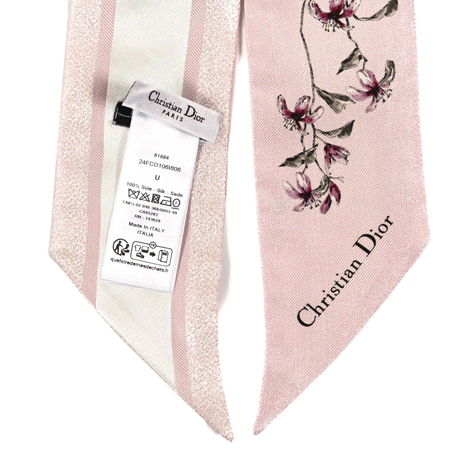 Christian Dior Silk Floral Mitzah Scarf Rose 3 of 3