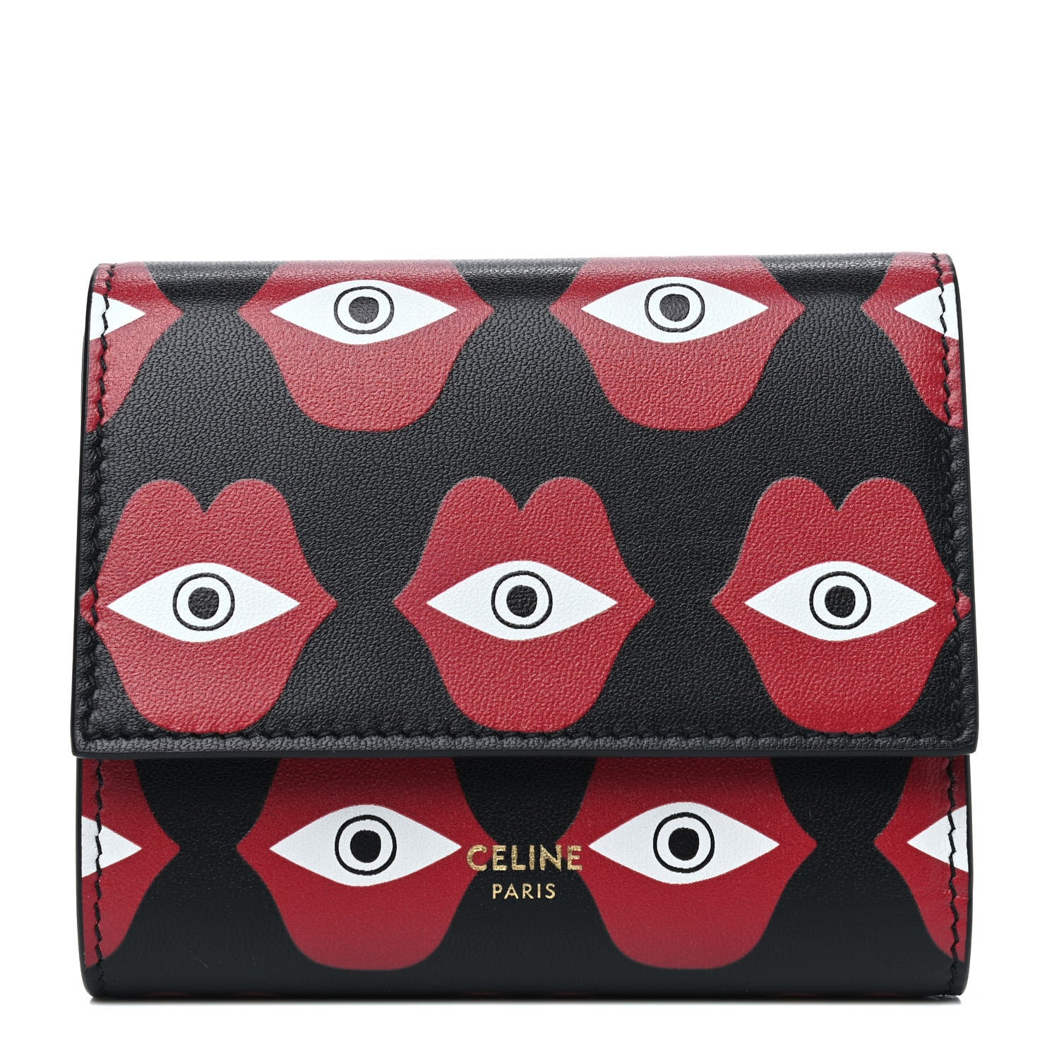 Celine X ANNELI SANAYE HENRIKSSON Smooth Calfskin Telepathic Compact Wallet Red Black 1 of 4