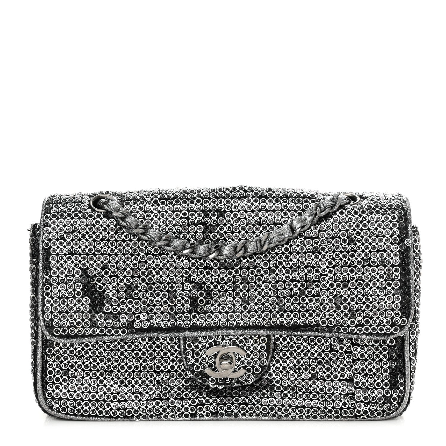 Chanel Sequin Medium Single Flap Dark Silver 1 of 11