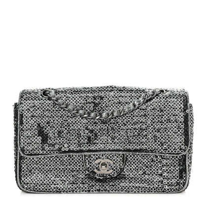 Chanel Sequin Medium Single Flap Dark Silver 1 of 11