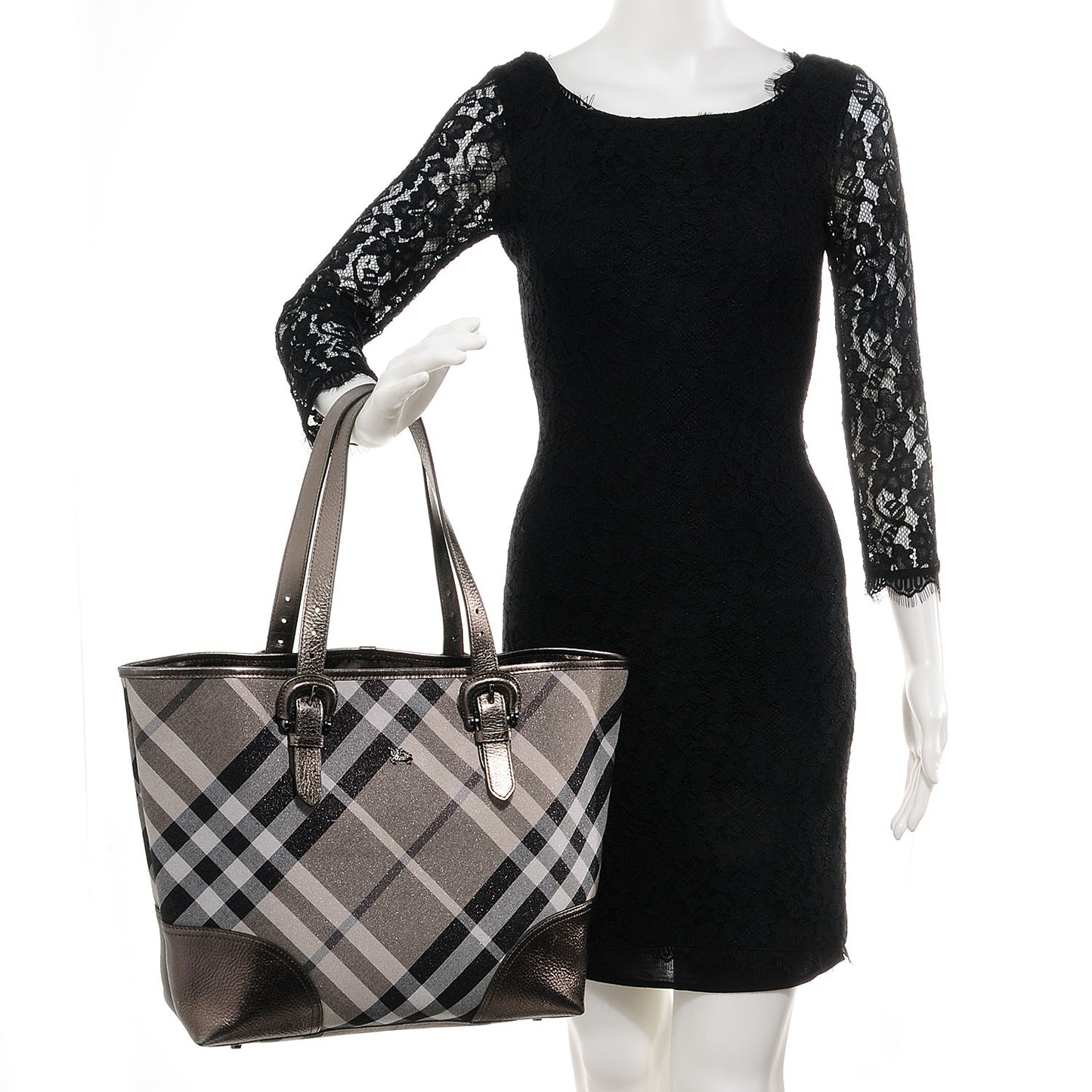 Shimmer Check Byron Tote Silver