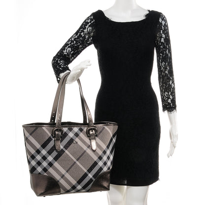 Burberry Shimmer Check Byron Tote Silver 2 of 9