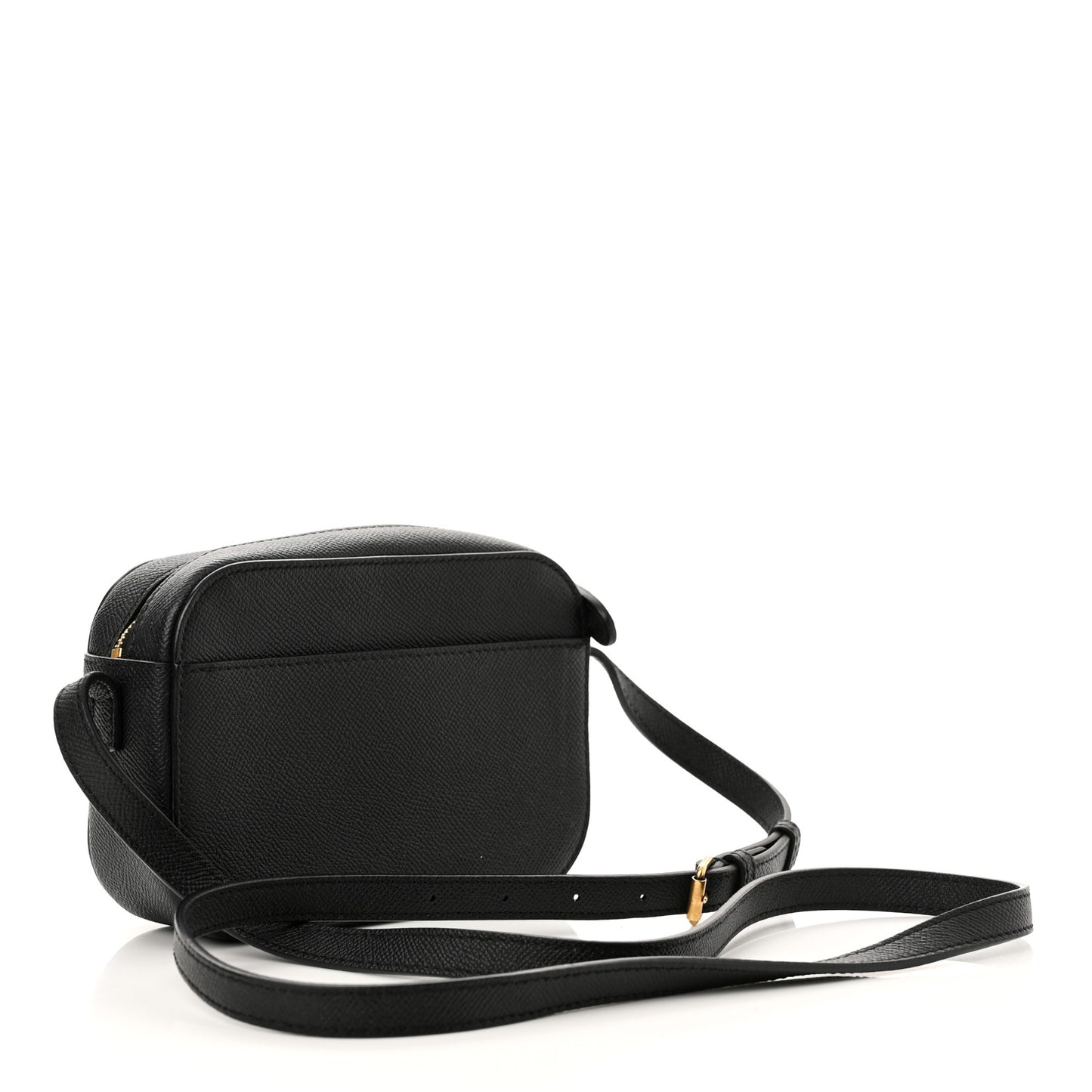 Signature Grained Calfskin Logo XS Ville Camera Bag Black White