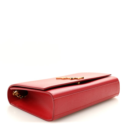 Saint Laurent Grain De Poudre Medium Monogram Kate Satchel Red 4 of 9