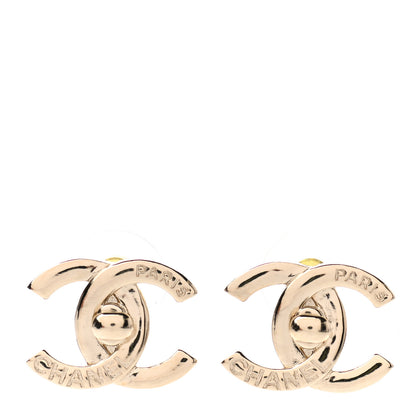 Chanel Metal Logo CC Turnlock Earrings Gold 1 of 5