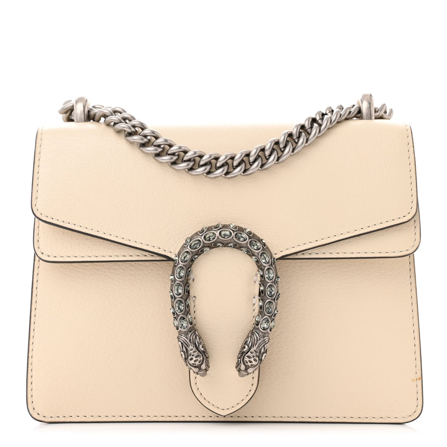 Textured Calfskin Crystal Mini Dionysus Shoulder Bag Mystic White