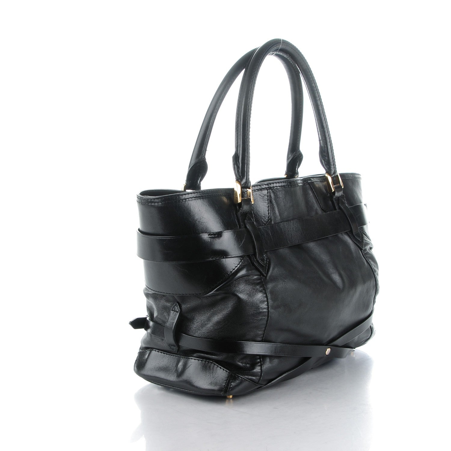 Burberry Lambskin Bridle Calfskin Medium Landscape Lynher Tote Black 3 of 8