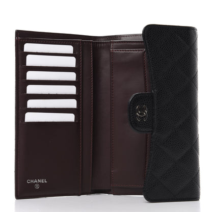 Chanel Caviar Quilted Long Flap Wallet Black 5 of 7