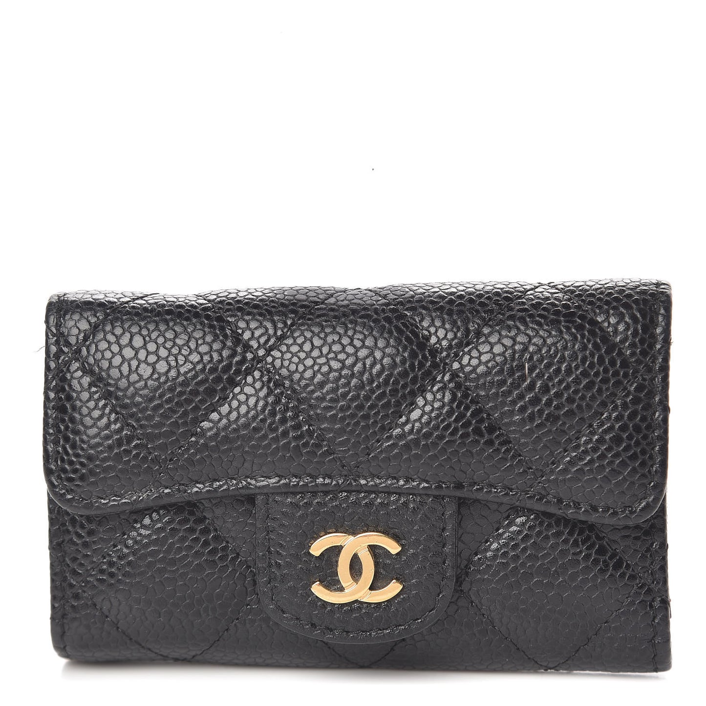 Caviar Quilted 6 Key Holder Black