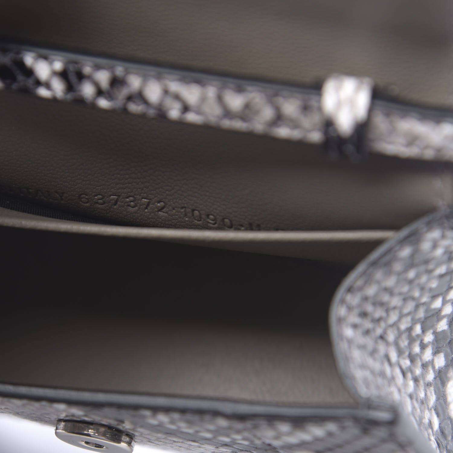 Balenciaga Shiny Calfskin Python Effect Hourglass Top Handle Bag Mini Black White 7 of 10