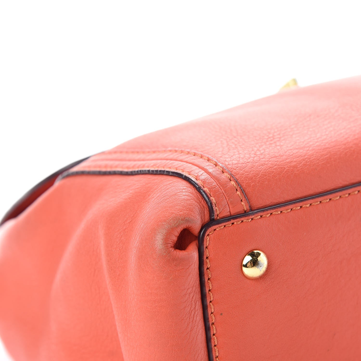MCM Grained Calfskin Top Handle Satchel Orange 8 of 16