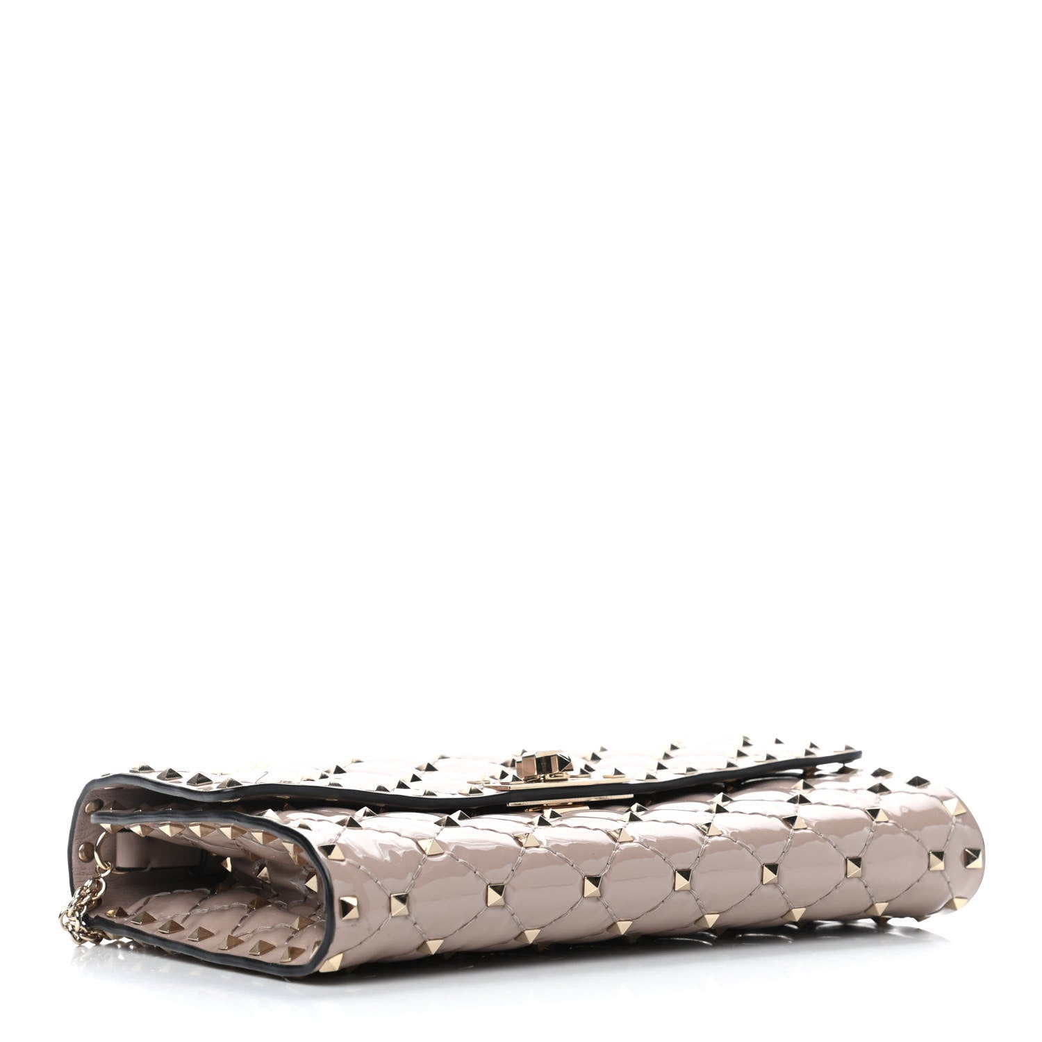 Valentino Garavani Patent Rockstud Spike Wallet on Chain Poudre 3 of 5