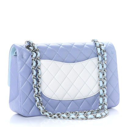 Chanel Perforated Lambskin Quilted Medium Double Flap Light Blue Light Purple White 3 of 9