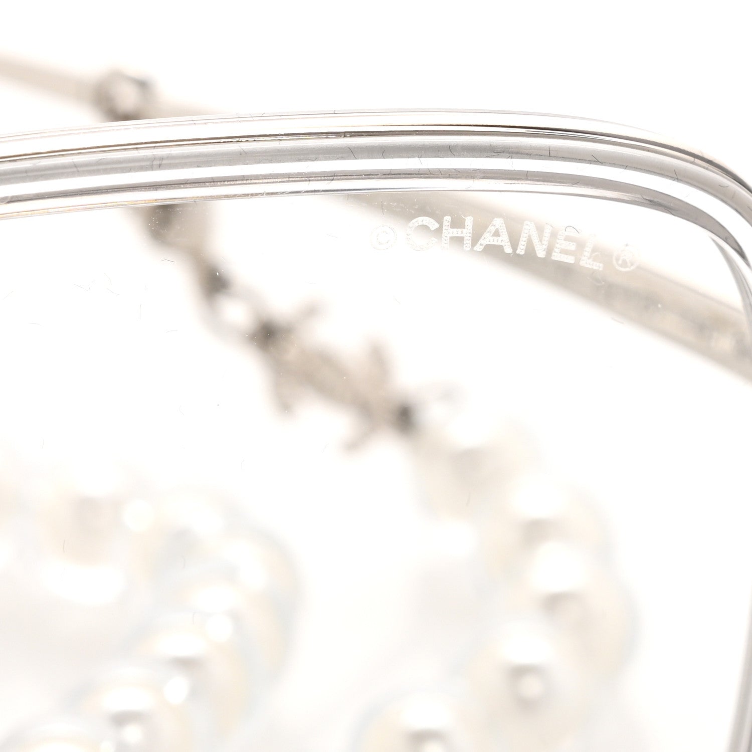 Chanel Metal Removable Pearl Chain Square Eyeglasses 2195-S Silver 7 of 8