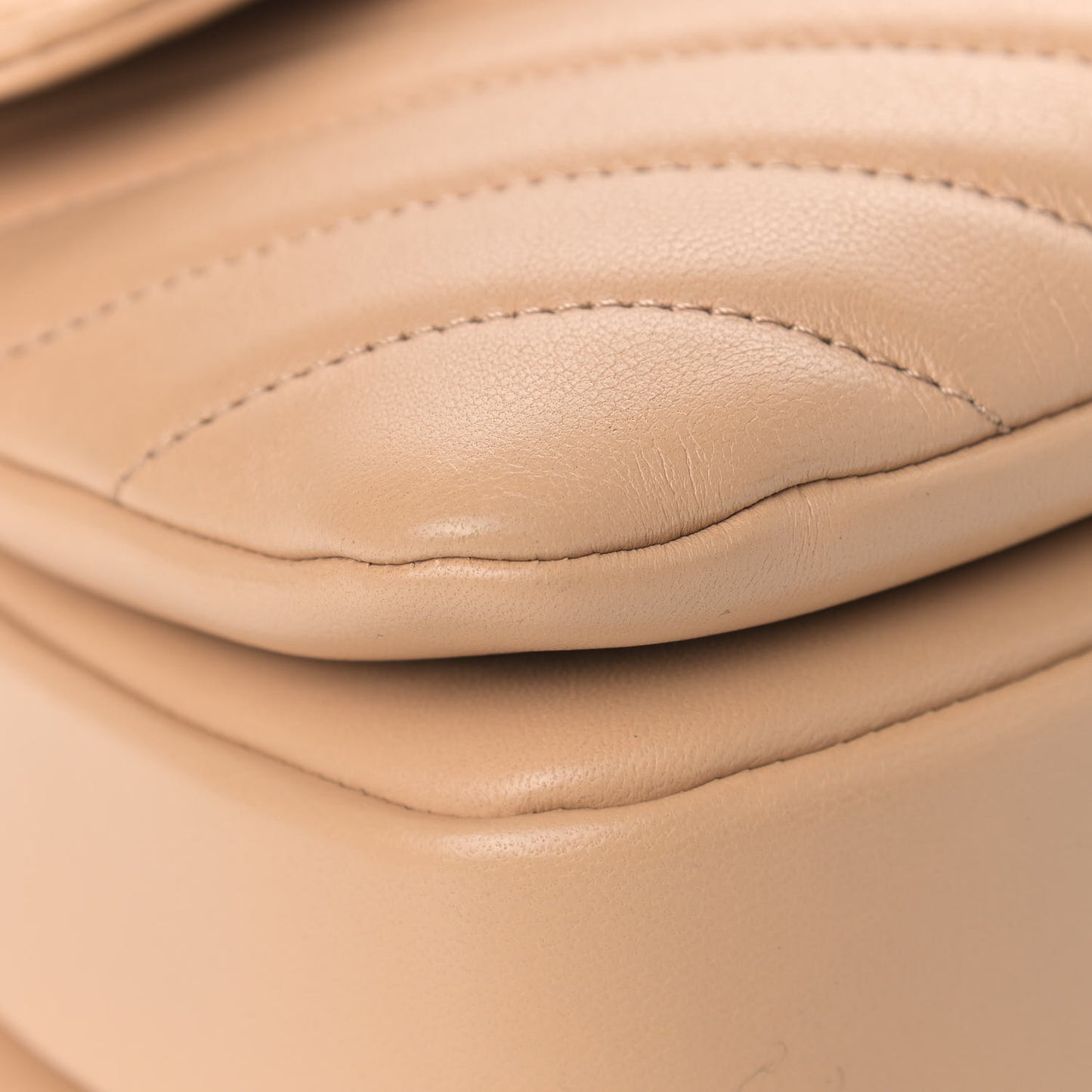 Lambskin Chevron Quilted Medium Trendy CC Dual Handle Flap Bag Beige