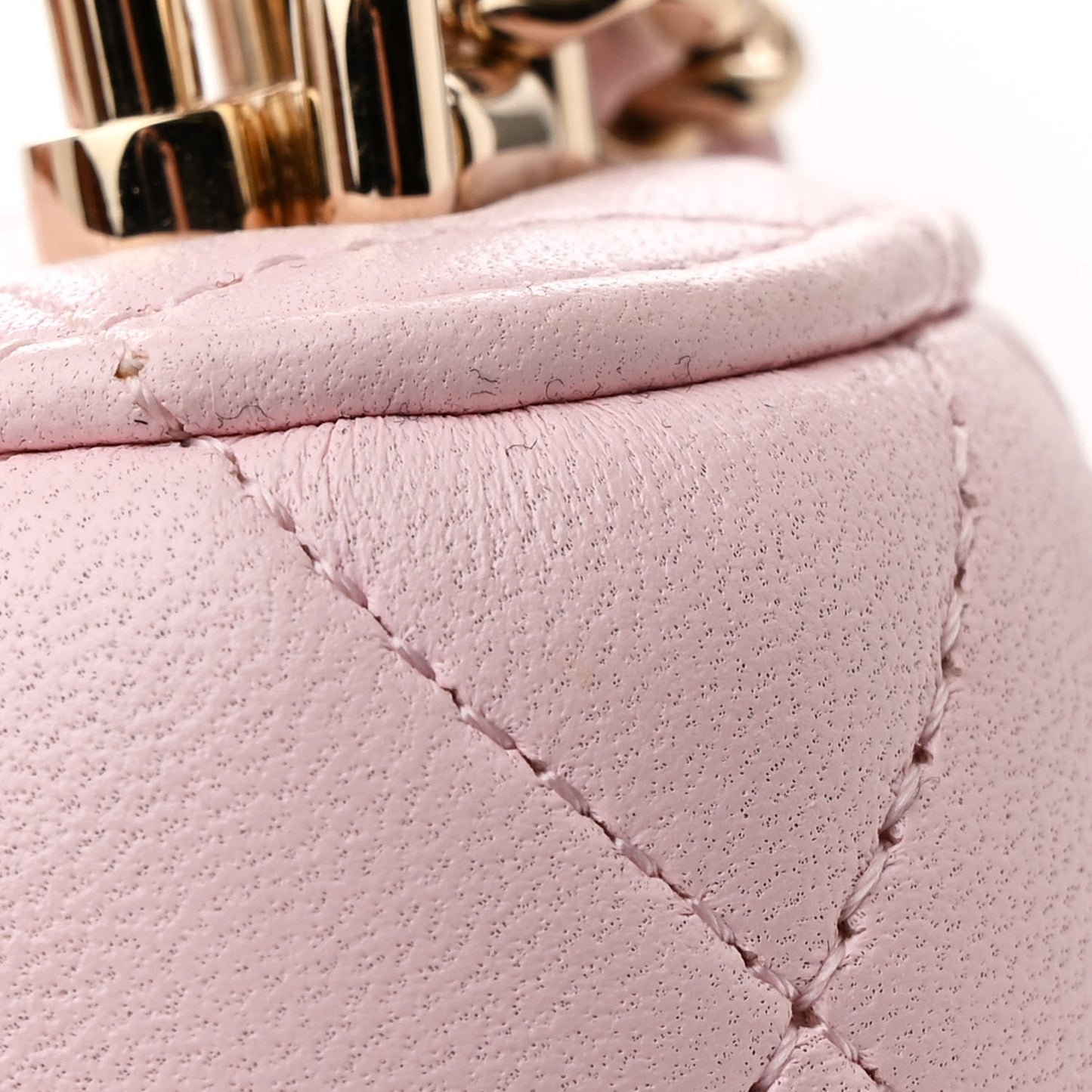 Lambskin Quilted Vertical Vanity Case With Chain Light Pink