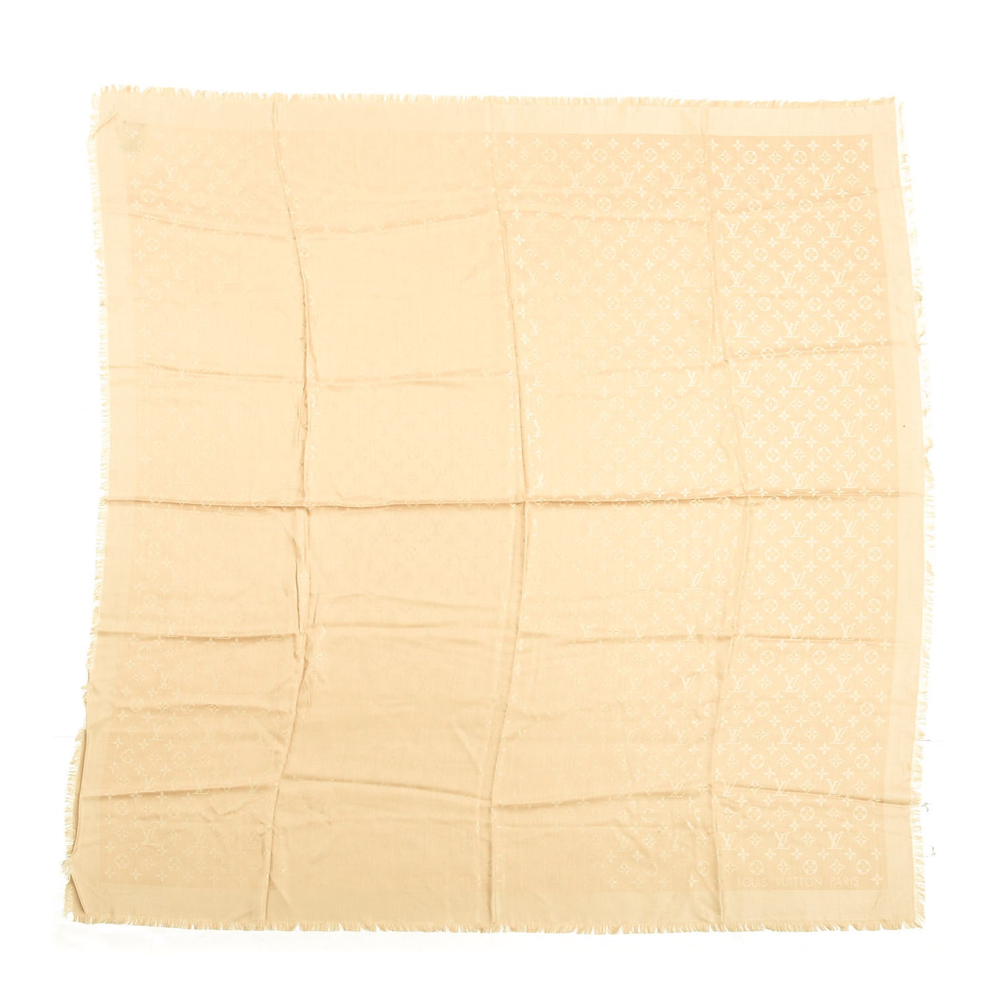 Silk Wool Monogram Shawl Natural