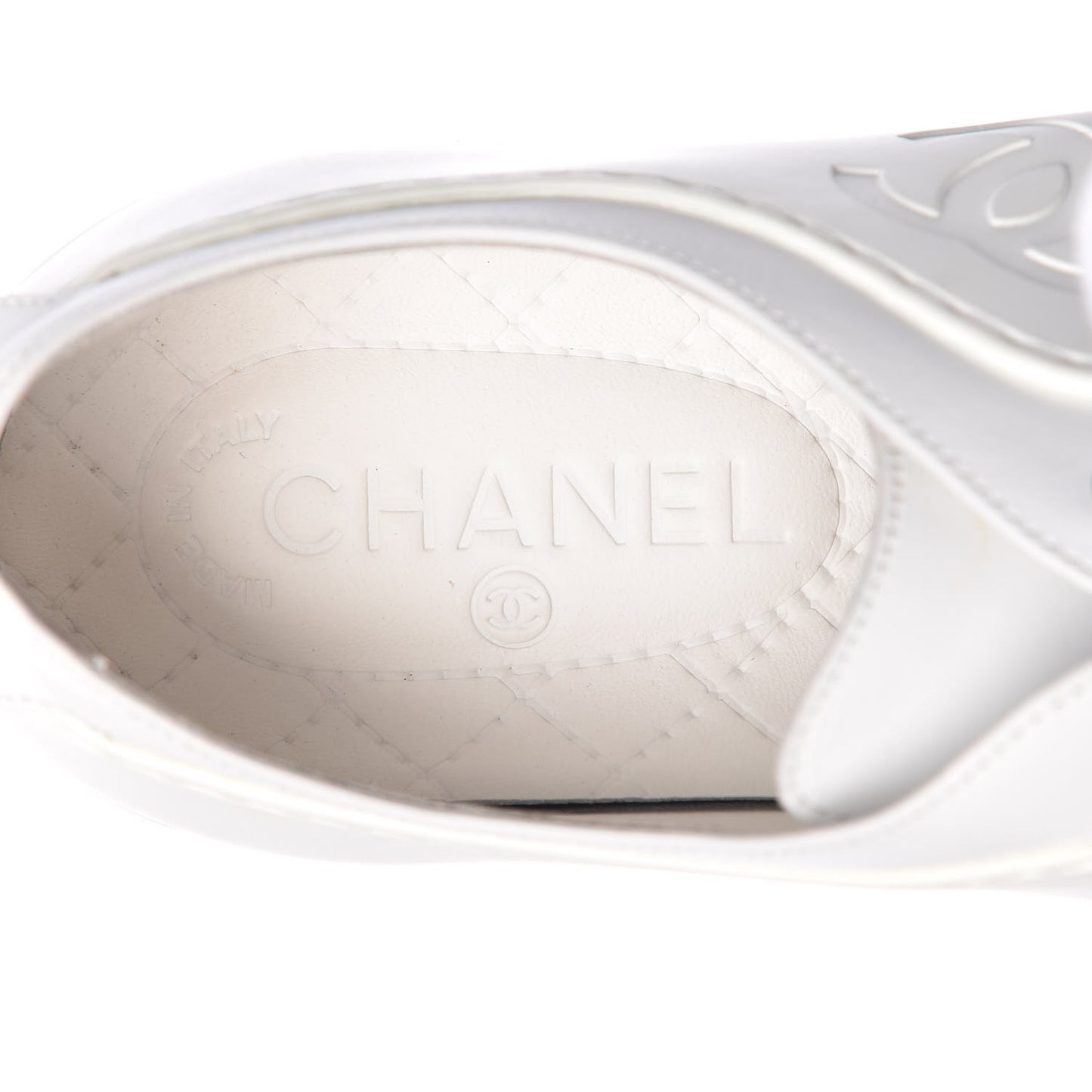 Calfskin Gum Womens CC Sneakers 40.5 White