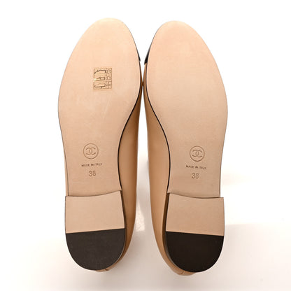 Chanel Lambskin Cap Toe CC Ballerina Flats 38 Beige Black 5 of 9