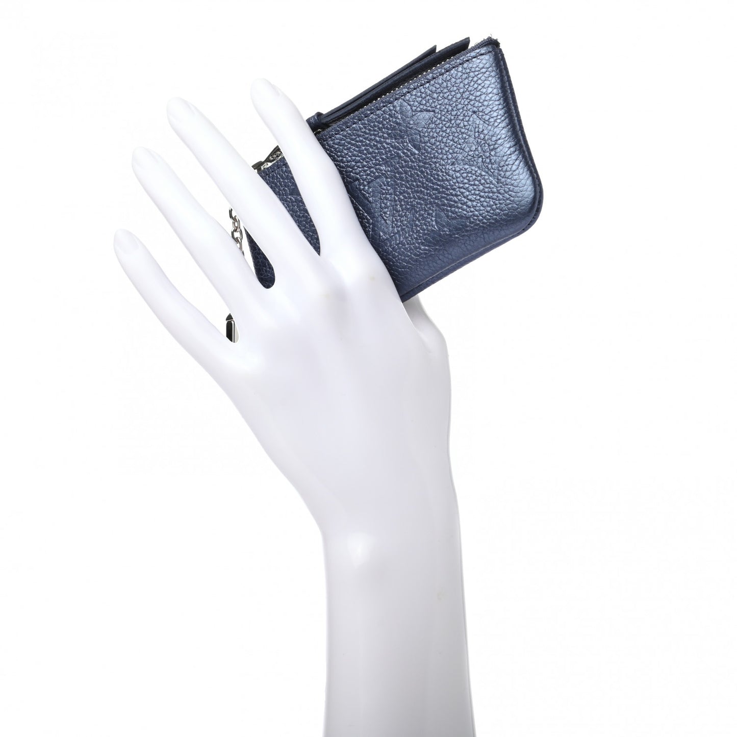 Metallic Empreinte Monogram Giant Key Pouch Navy Nacre