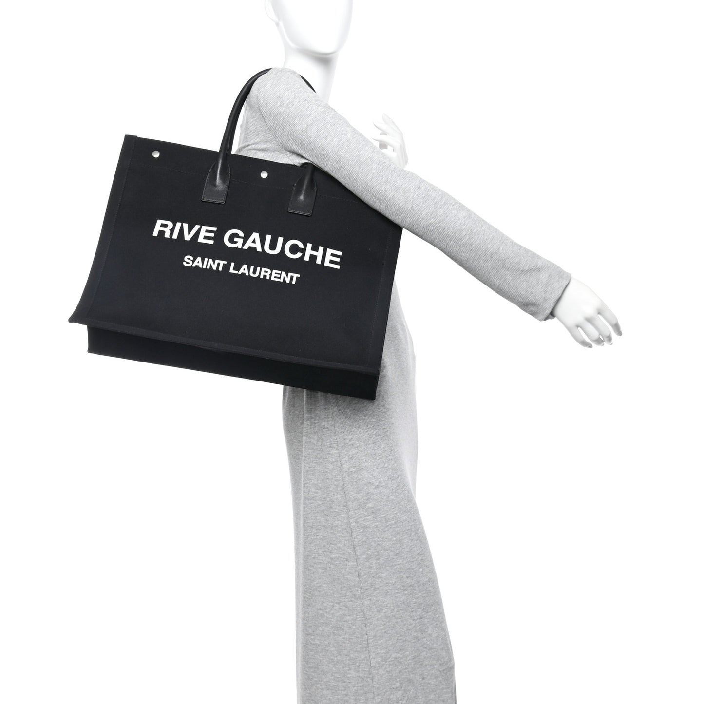 Linen Calfskin Rive Gauche Tote Black