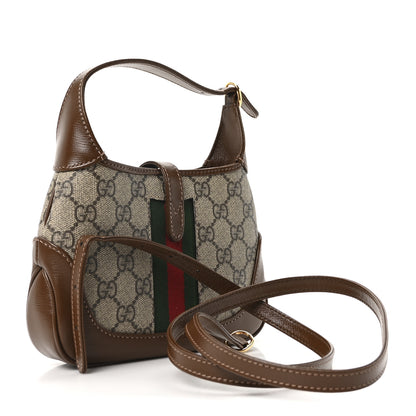 Gucci GG Supreme Monogram Azalea Calfskin Web Mini Jackie 1961 Hobo Beige Ebony Brown Sugar 3 of 10