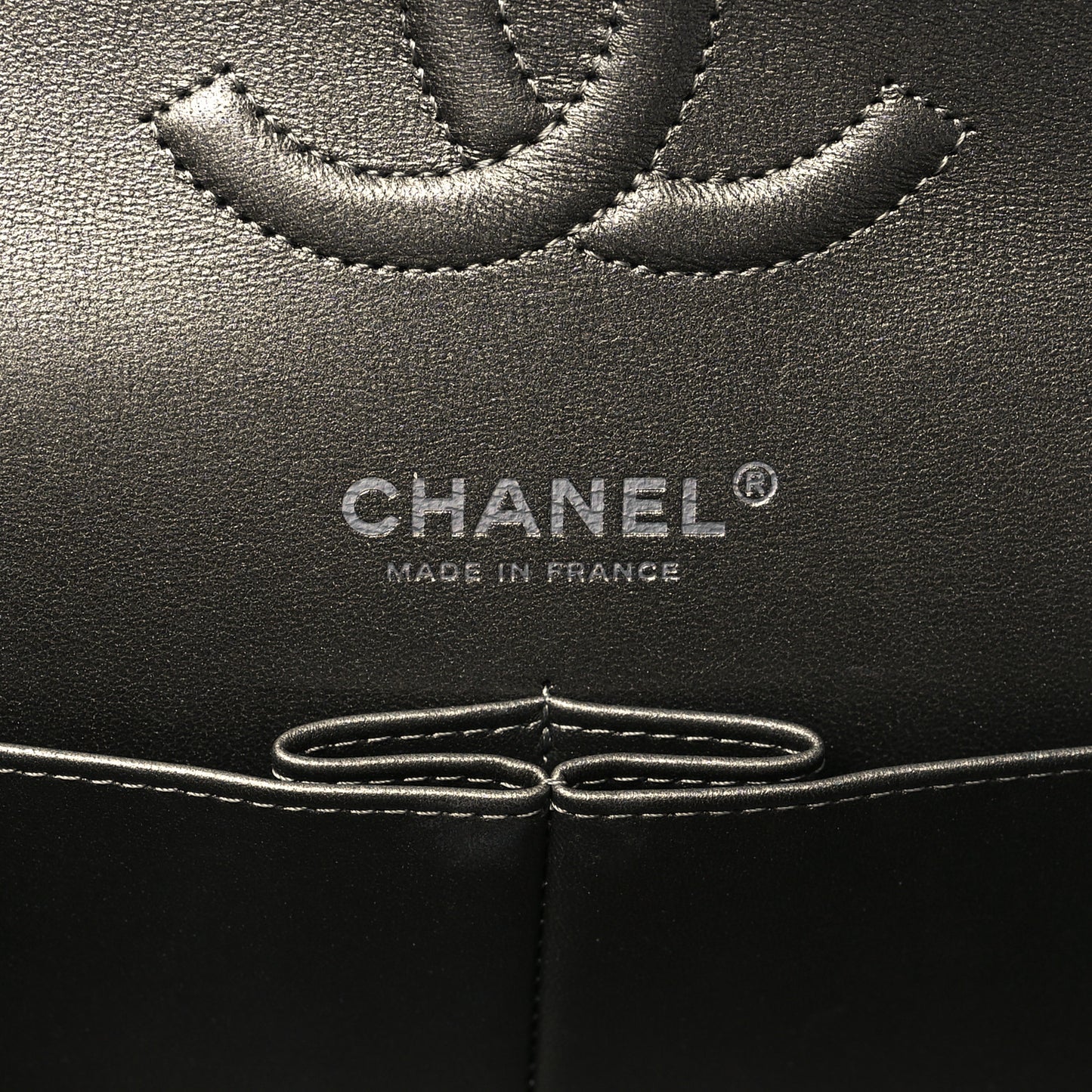 Metallic Calfskin Quilted Medium Double Flap Ruthenium Ruthenium