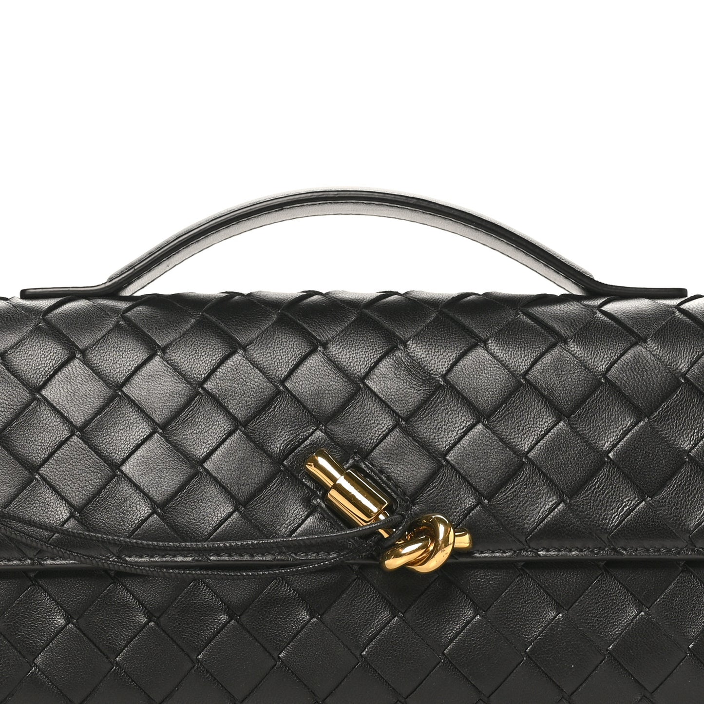 Nappa Intrecciato Long Andiamo Top Handle Clutch Black
