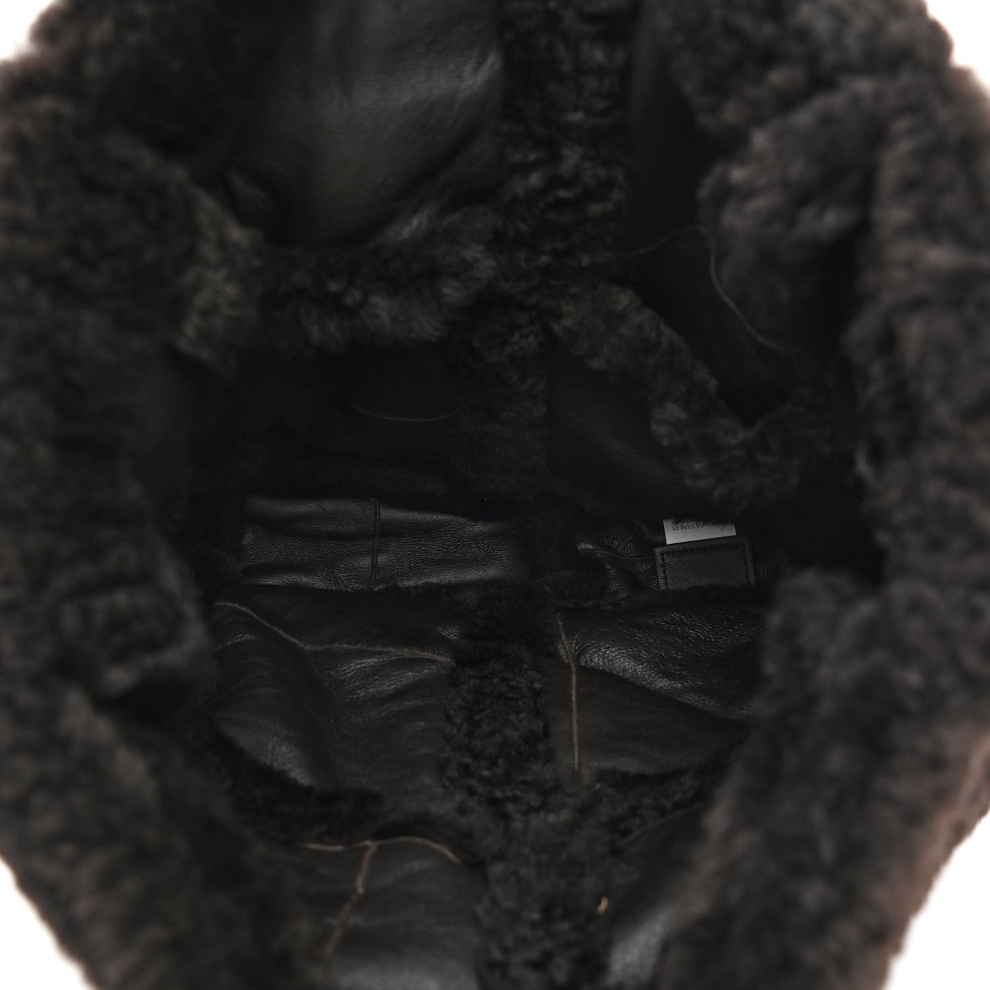 Shearling Intrecciato The Chain Tote Black
